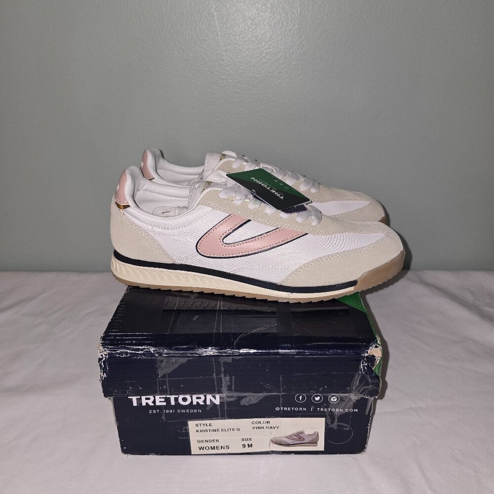 Tretorn Kristine Elite G, Women's Size 9, Pink/Navy, New with flaws